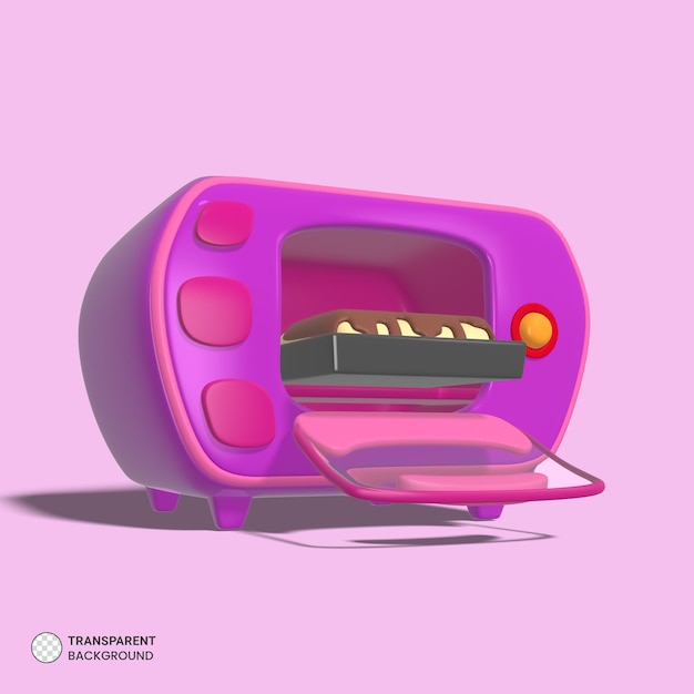 PSD Ícone de forno de microondas isolado ilustração de renderização 3d