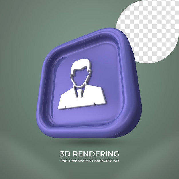 Ícone de garçom 3d renderizando fundo transparente isolado