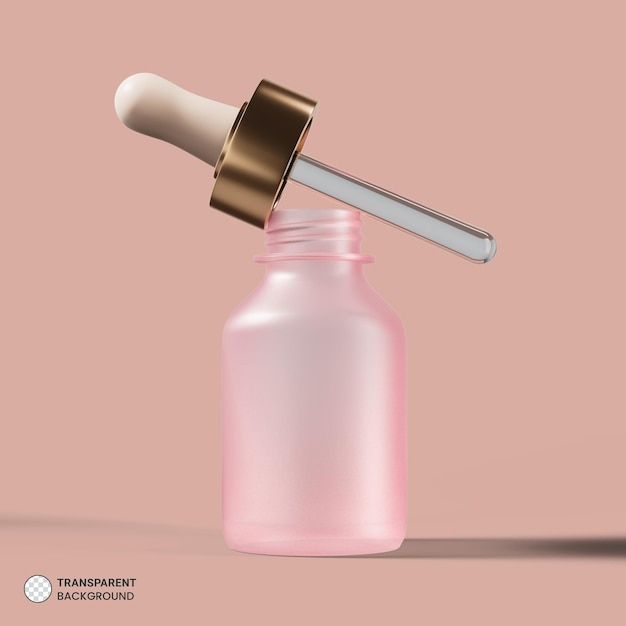 Ícone de garrafa de ampola de vidro de soro cosmético 3d render ilustração