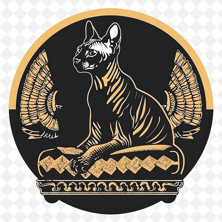 PSD ícone de gato sphynx perfil de gato sem pelo com uma expressão real ilustração animal design de arte vetorial