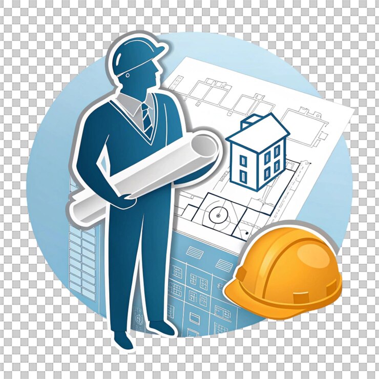 PSD ícone de gerente de construção 3d com design técnico isolado em fundo branco para visuais de construção