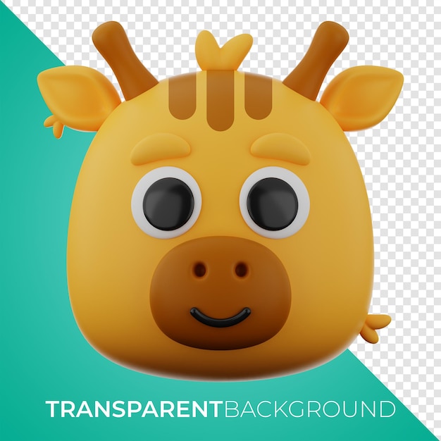 Ícone de girafa animal, renderização em 3d em fundo isolado png