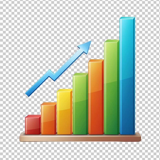 Ícone de gráfico de barras em fundo transparente