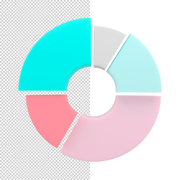 PSD Ícone de gráfico de diagrama de círculo ilustração simples de renderização 3d