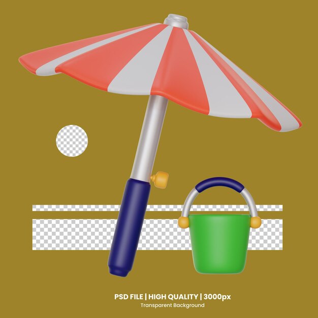 Ícone de guarda-chuva de praia 3d