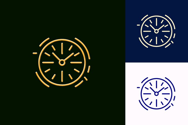 PSD ícone de história com um pequeno esboço de relógio e algumas linhas arou abstract minimalist icon designs