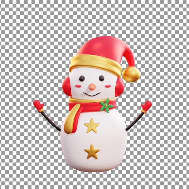 PSD Ícone de homem de neve psd 3d em fundo isolado e transparente