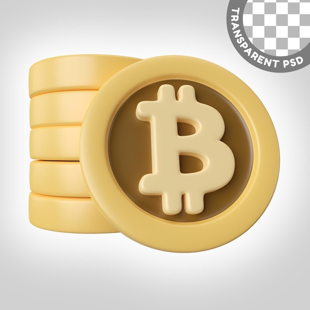 PSD Ícone de ilustração 3d bitcoin