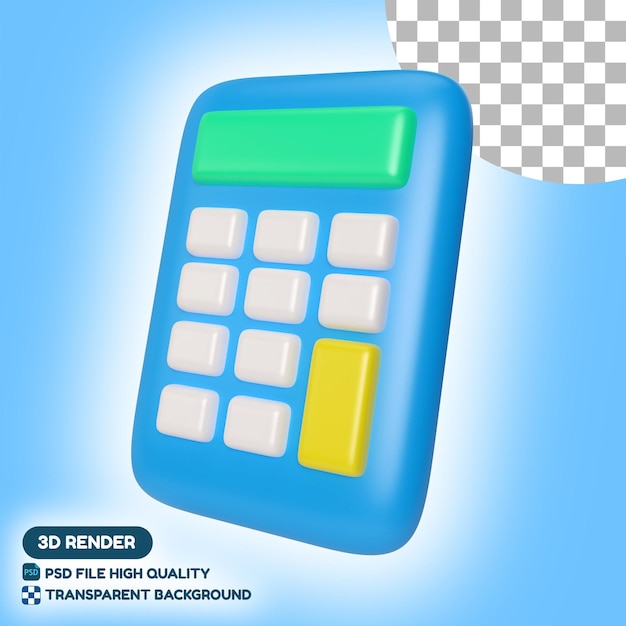 Ícone de ilustração 3d da calculadora