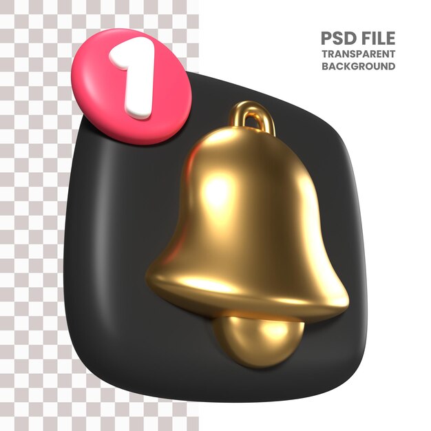 PSD Ícone de ilustração 3d da campainha de notificação