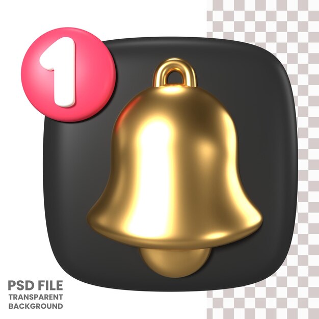 PSD Ícone de ilustração 3d da campainha de notificação