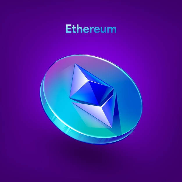 Ícone de ilustração 3d da moeda criptografada ethereum