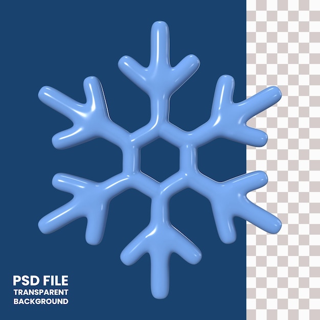 PSD Ícone de ilustração 3d de floco de neve