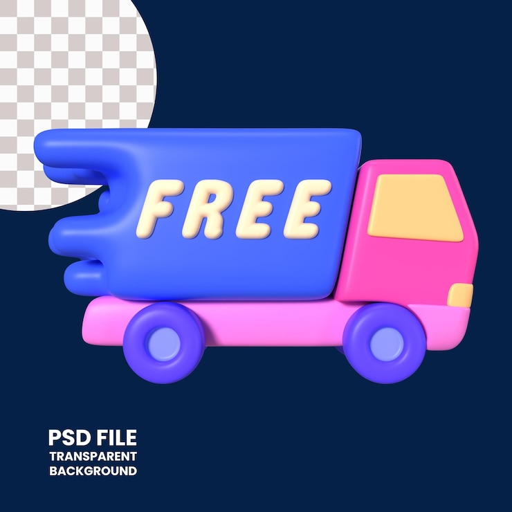 PSD ícone de ilustração 3d de frete grátis