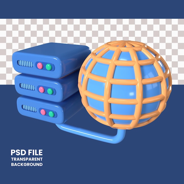 PSD Ícone de ilustração 3d de hospedagem