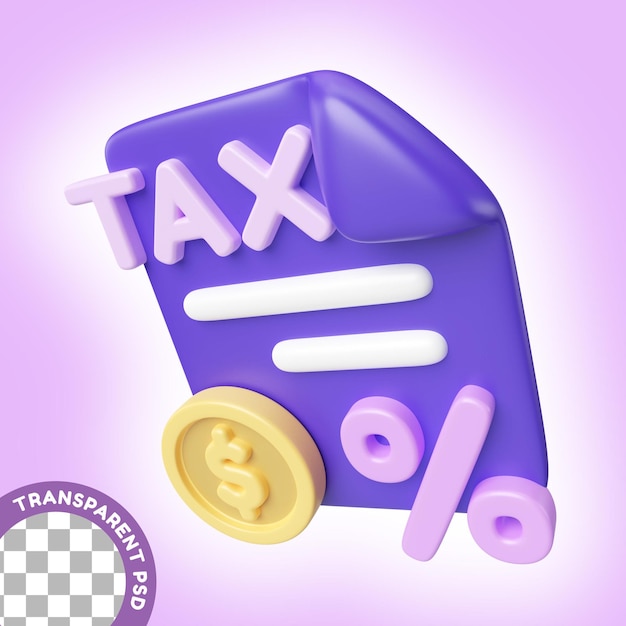 Ícone de ilustração 3d de impostos