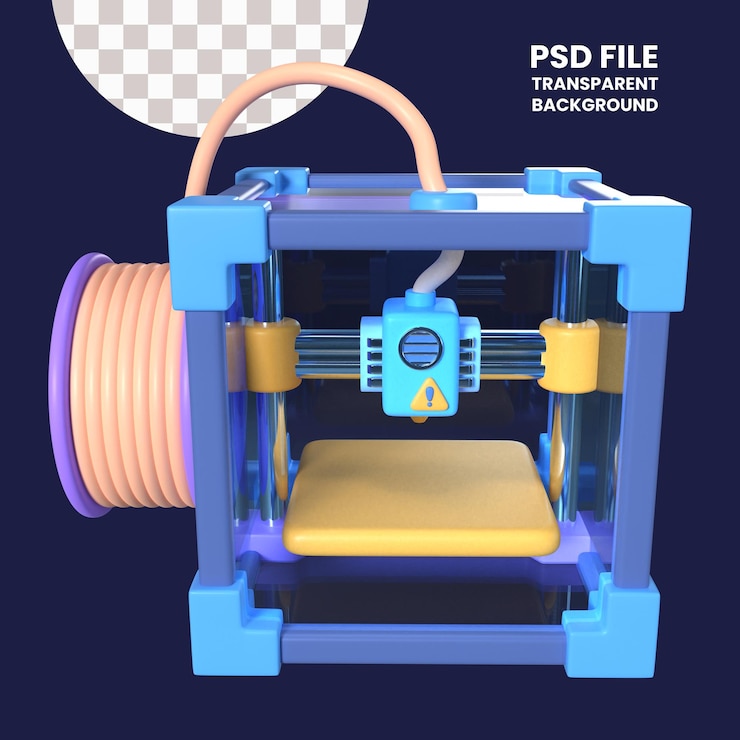 PSD ícone de ilustração 3d de impressora 3d fechada