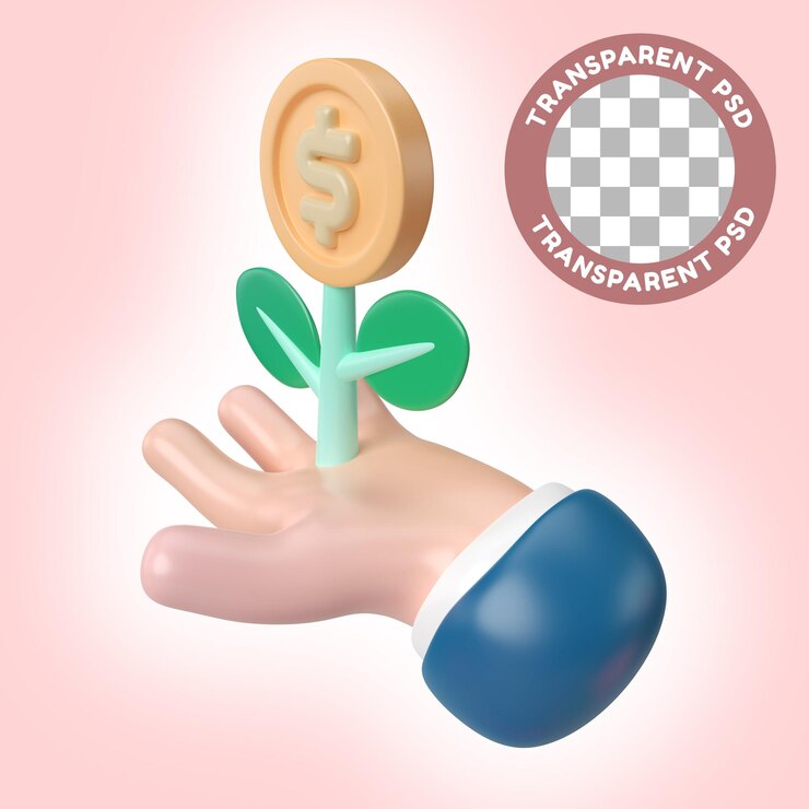 PSD ícone de ilustração 3d de investimento