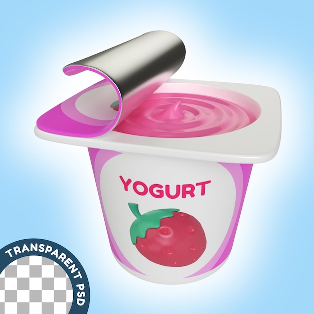 PSD Ícone de ilustração 3d de iogurte