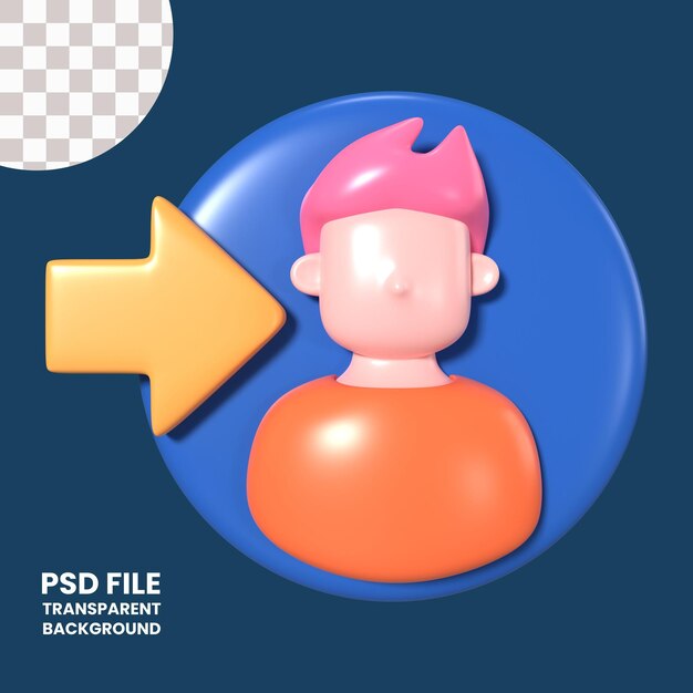 PSD Ícone de ilustração 3d de login