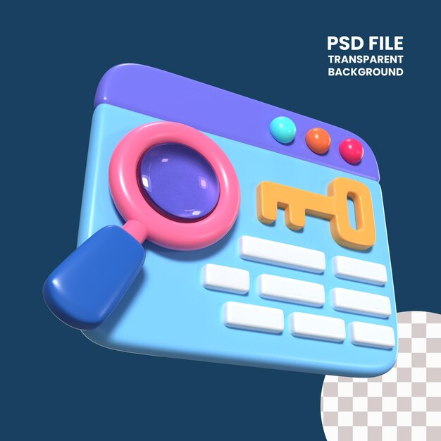 Ícone de ilustração 3d de palavra-chave