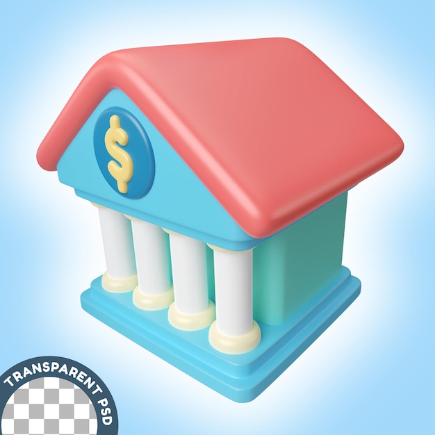 PSD Ícone de ilustração 3d do banco