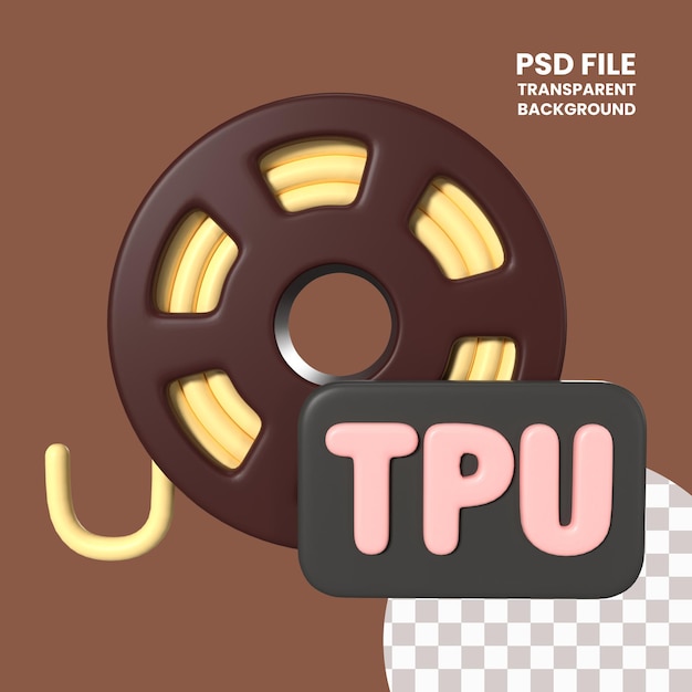 Ícone de ilustração 3d do carretel de filamento tpu