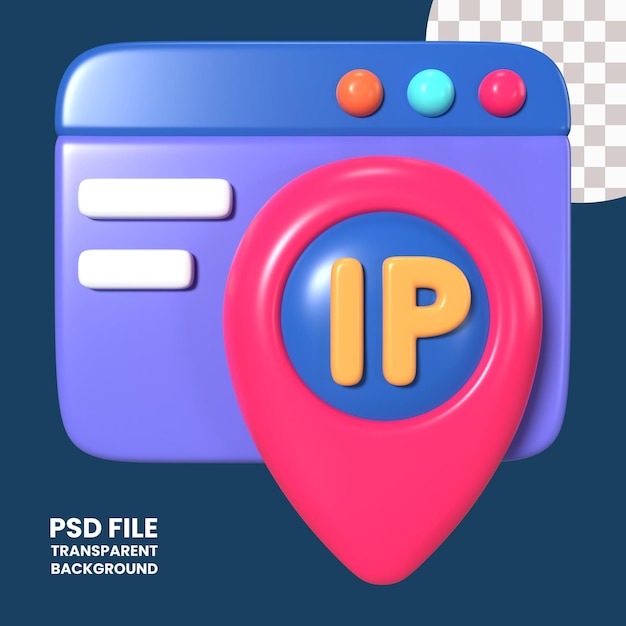 PSD Ícone de ilustração 3d do endereço ip