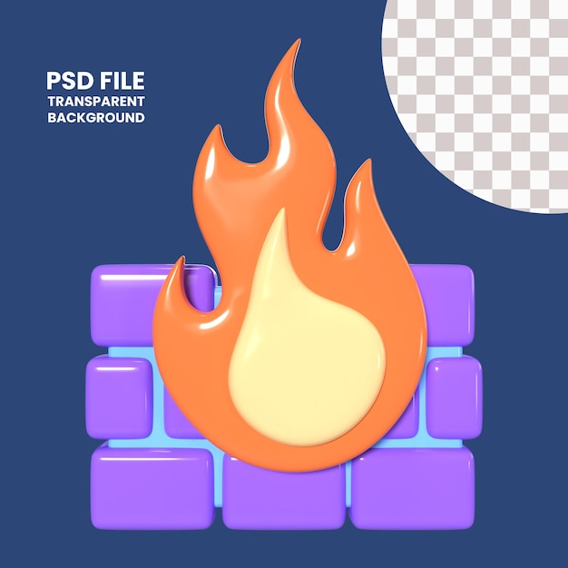 Ícone de ilustração 3d do firewall