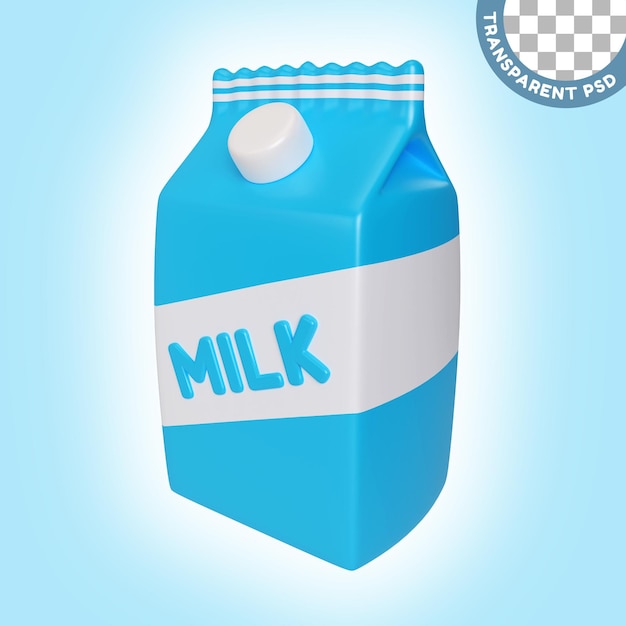 Ícone de ilustração 3d embalado com leite
