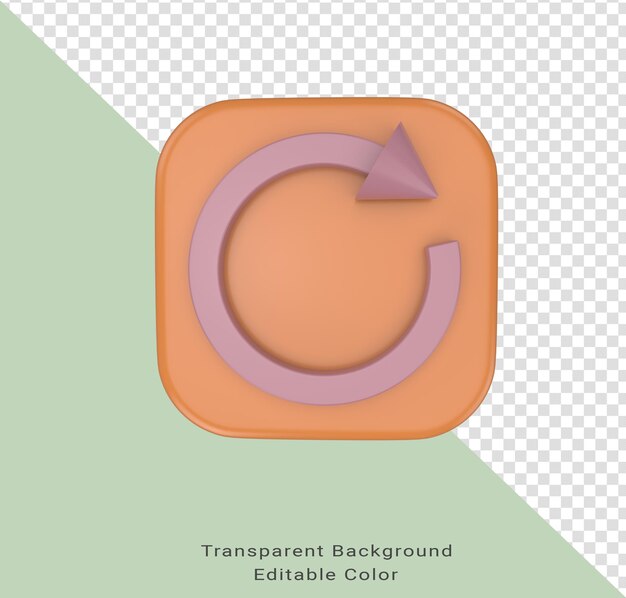 Ícone de ilustração 3d mínimo Girar para a direita recarregar atualizar seta girar