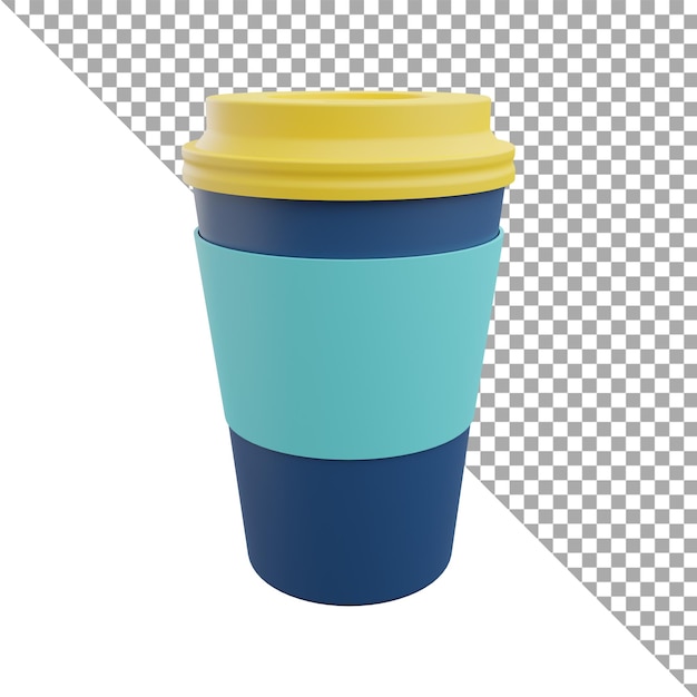 PSD Ícone de ilustração 3d render xícara de café