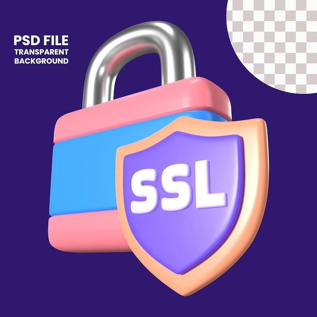 PSD Ícone de ilustração 3d ssl