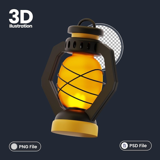 Ícone de ilustração de lanterna 3d com tema de aventura