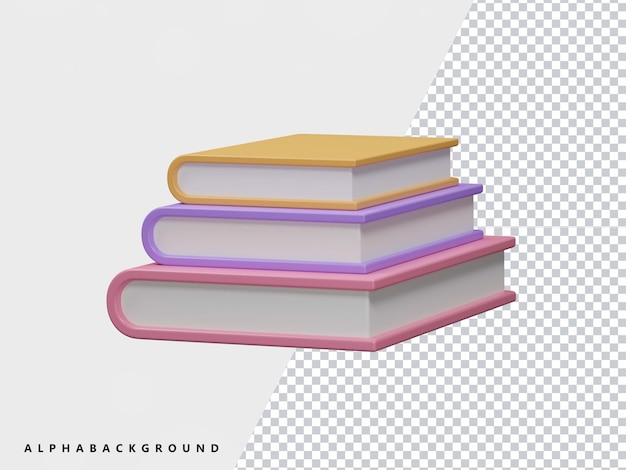 Ícone de ilustração de livro 3D transparente