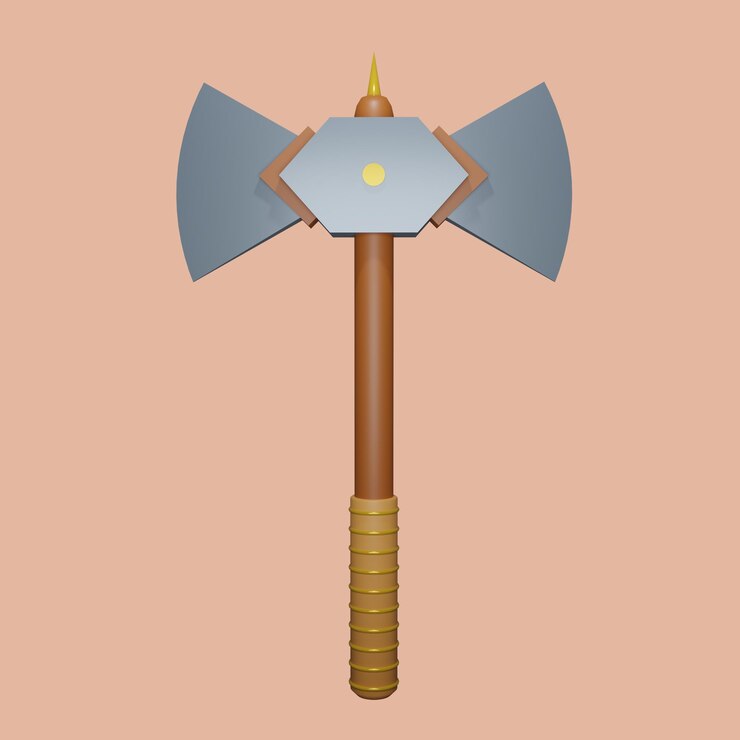 PSD ícone de ilustração de machado de madeira 3d