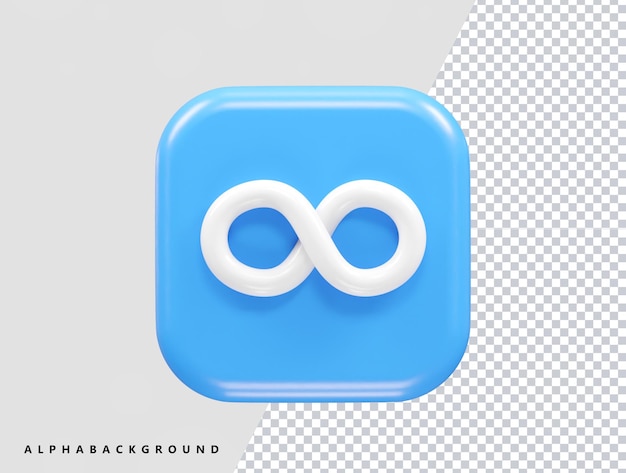 Ícone de infinito renderização de ilustração 3D
