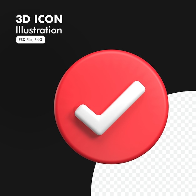 Ícone de interface do usuário 3d correto vermelho