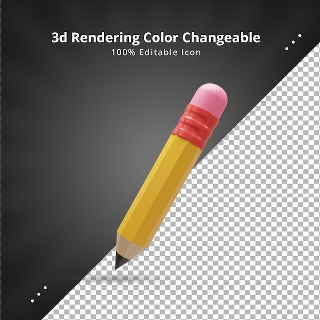 Ícone de interface do usuário de lápis realista ícone de renderização de lápis 3d