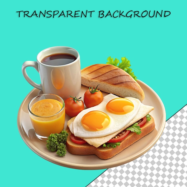 PSD Ícone de item de pequeno-almoço isolado ilustração de renderização 3d