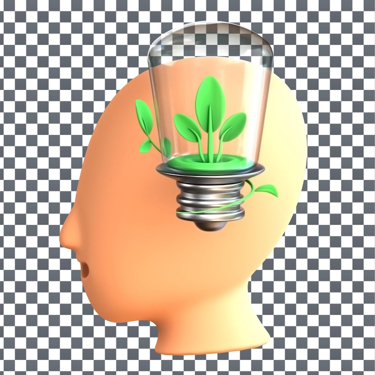 PSD ícone de lâmpada psd 3d em fundo isolado e transparente