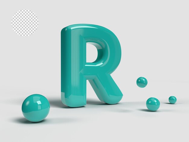 Ícone de letra do alfabeto de renderização 3d com fundo transparente