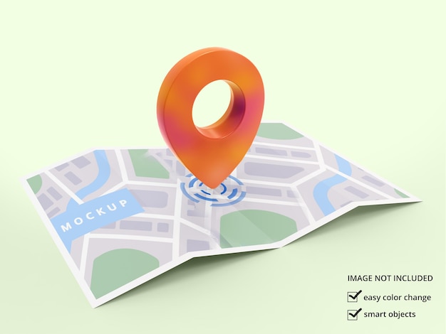 Ícone de localização 3D com design de maquete de mapa