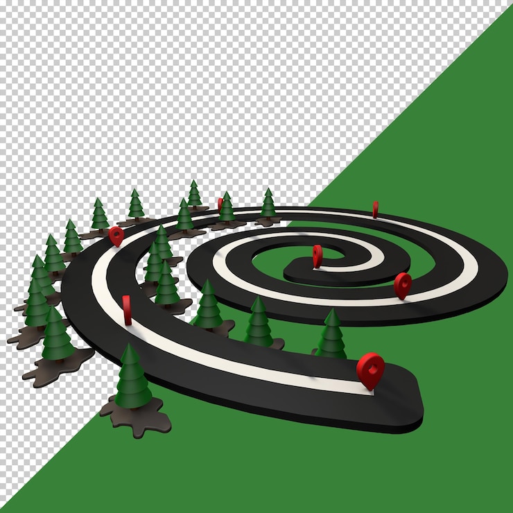 PSD ícone de localização 3d na estrada de forma redonda,