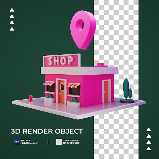 Ícone de localização da loja 3d