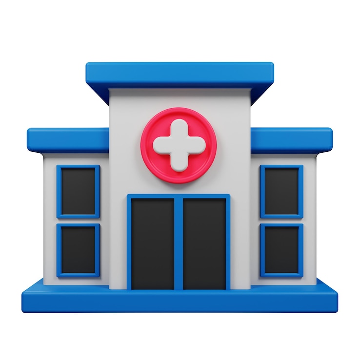 PSD ícone de localização de hospital 3d isolado no fundo transparente