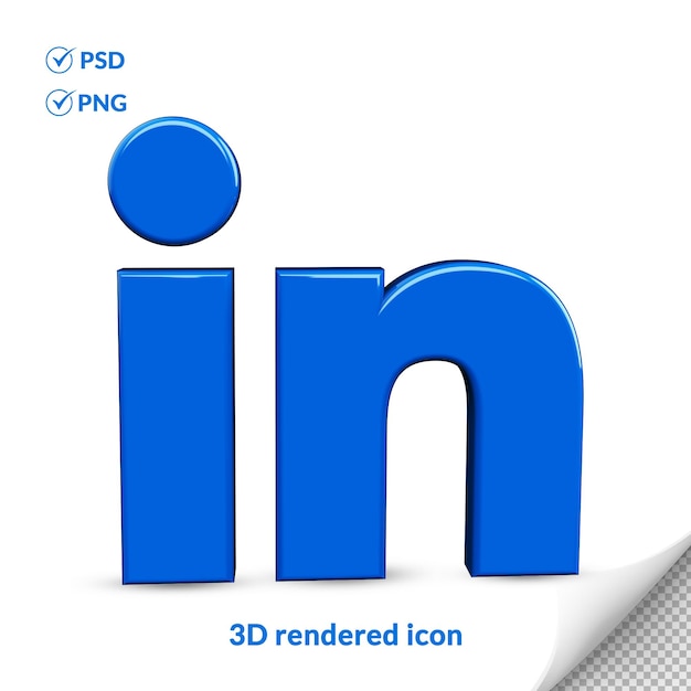 PSD Ícone de logotipo de mídia social 3d transparente linkedin