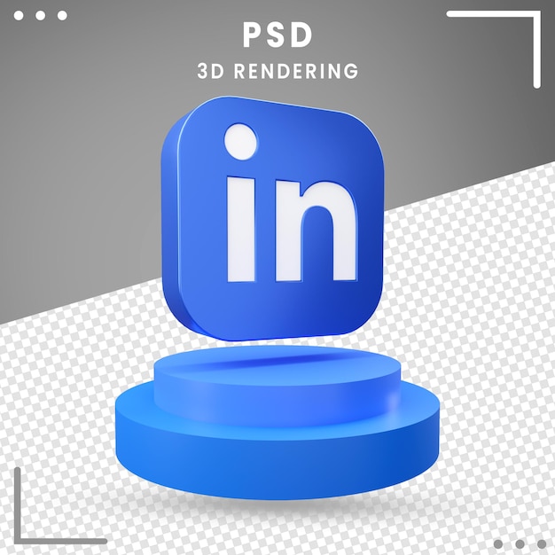 PSD Ícone de logotipo girado 3d linkedln