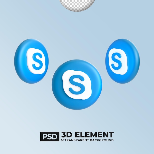 PSD Ícone de logotipo isolado do skype com fundo transparente flutuando em aplicação de mídia social de renderização 3d