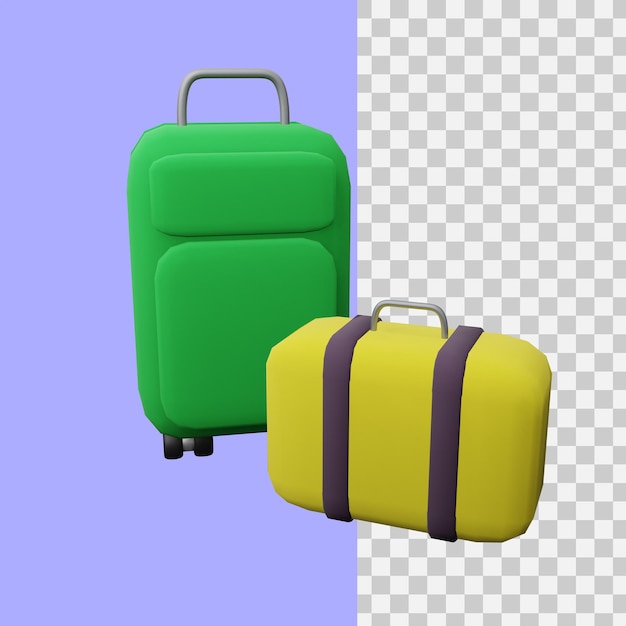 Ícone de mala de renderização 3d